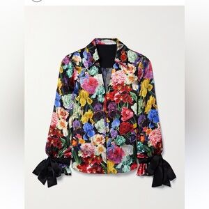 Alice + Olivia Black Multicolor Floral Blouse